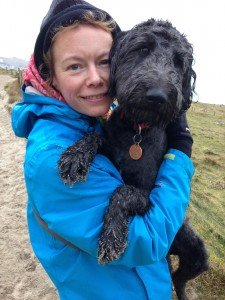 Minty and Polly. Not sure which is more scared of the wind and waves.