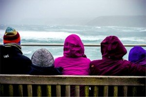 The family making the most of the British weather. Sennen.