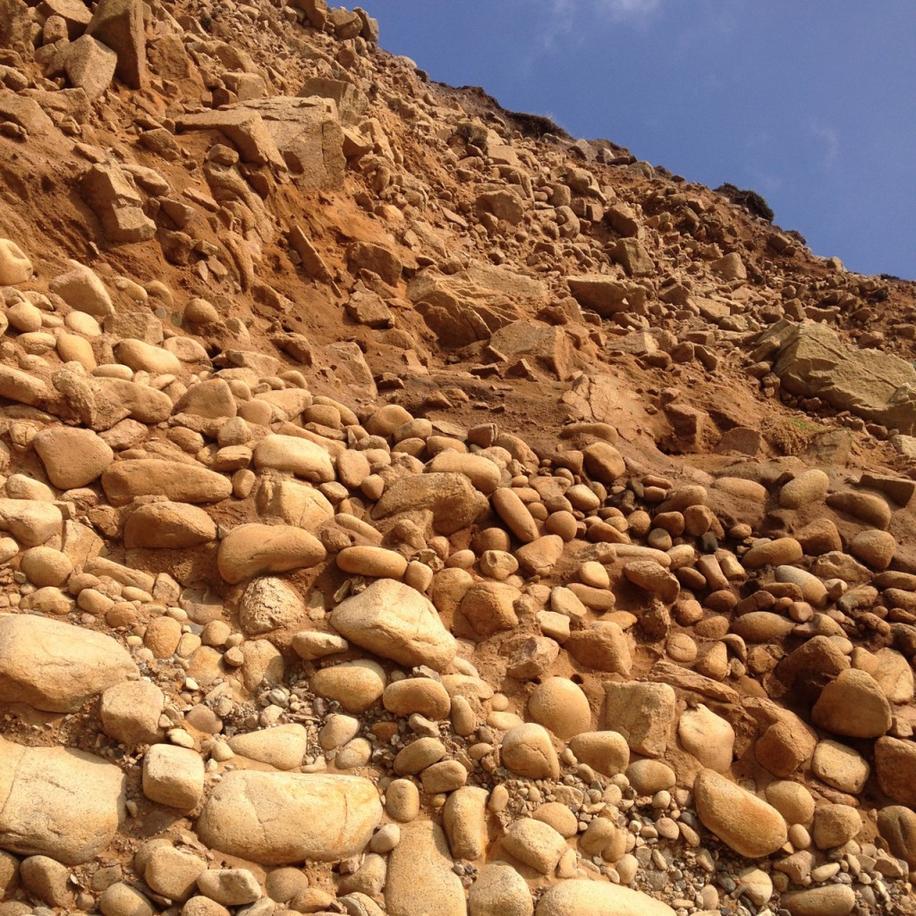 Classic raised beach at Porth Nanven