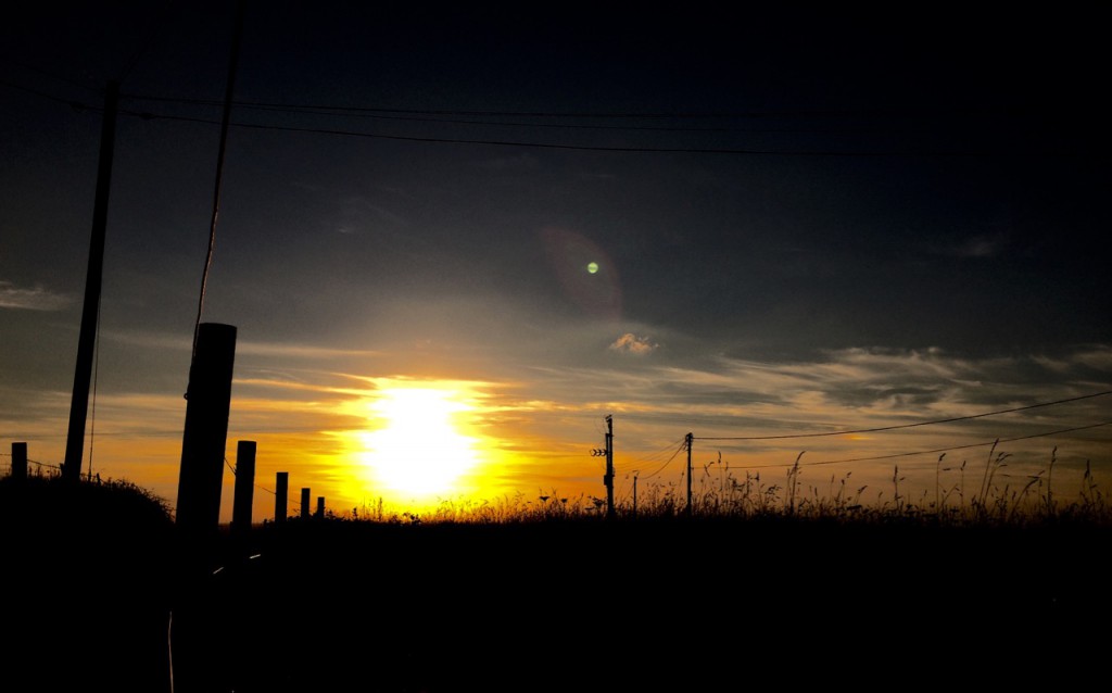 Sunset on the lane at Tregiffian.